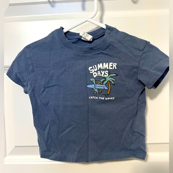 Zara Baby Blue Summer Days Turtle Short Sleeve T-shirt Size 4- 6 months - Picture 1 of 5